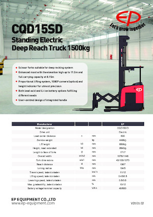 Stivuitoare electrice cu catarg retractabil EP CQD15SD