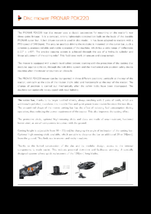 Cositori cu discuri atașate pe spate, fără tambur de condiționare Pronar PDK 220