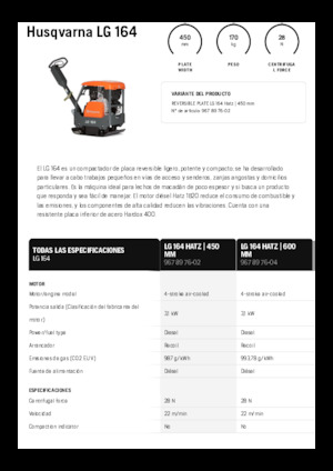 Plăci compactoare reversibile Husqvarna LG 164