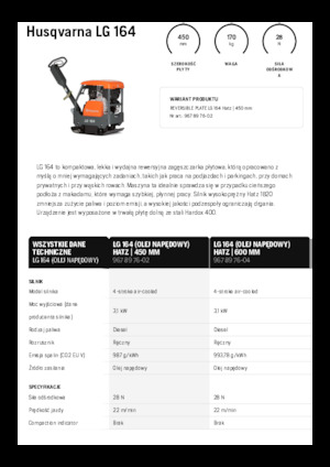 Plăci compactoare reversibile Husqvarna LG 164