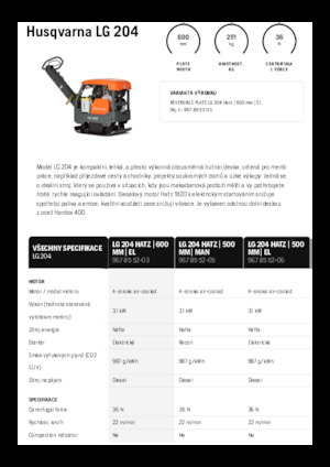 Plăci compactoare reversibile Husqvarna LG 204