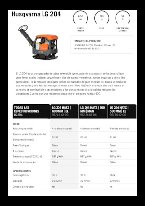 Plăci compactoare reversibile Husqvarna LG 204