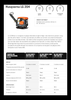 Plăci compactoare reversibile Husqvarna LG 204