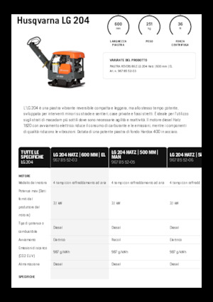 Plăci compactoare reversibile Husqvarna LG 204