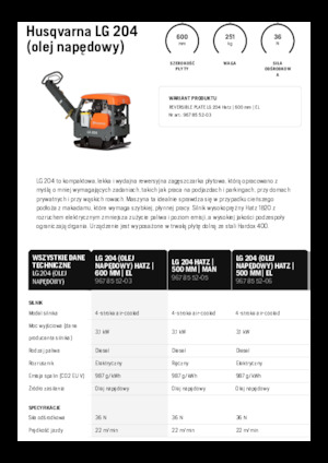 Plăci compactoare reversibile Husqvarna LG 204