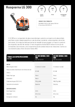 Plăci compactoare reversibile Husqvarna LG 300