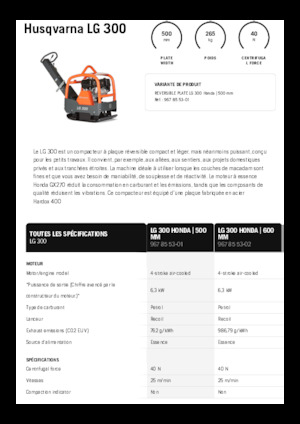 Plăci compactoare reversibile Husqvarna LG 300