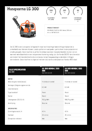 Plăci compactoare reversibile Husqvarna LG 300