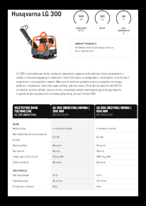 Plăci compactoare reversibile Husqvarna LG 300