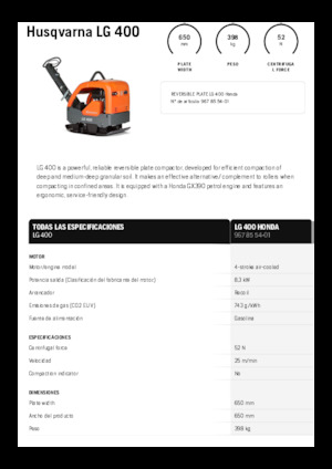 Plăci compactoare reversibile Husqvarna LG 400