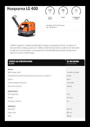 Plăci compactoare reversibile Husqvarna LG 400