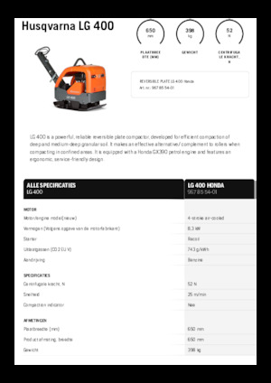 Plăci compactoare reversibile Husqvarna LG 400