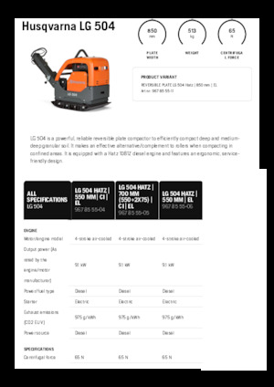 Plăci compactoare reversibile Husqvarna LG 504