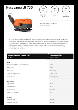 Plăci compactoare reversibile Husqvarna LH 700