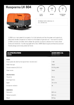 Plăci compactoare reversibile Husqvarna LH 804