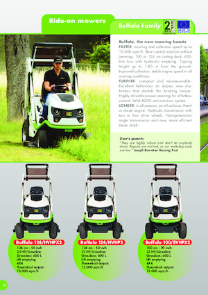 Mașini de tuns iarba Ride on și Tractoare de grădină Etesia BUFFALO 100 BPHP2