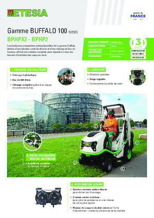 Mașini de tuns iarba Ride on și Tractoare de grădină Etesia BUFFALO 100 BPHPX2