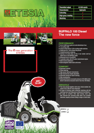 Mașini de tuns iarba Ride on și Tractoare de grădină Etesia BUFFALO 100 BPHPX2