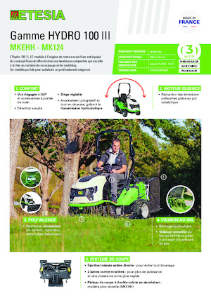 Mașini de tuns iarba Ride on și Tractoare de grădină Etesia HYDRO 100 MK124