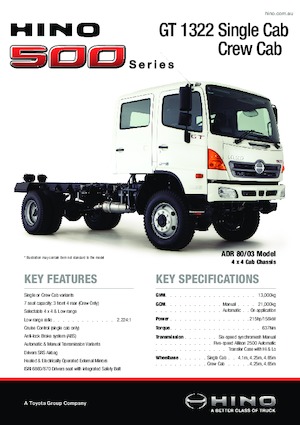Șasiuri rigide Hino 500 GT 1322 CREW 4x4