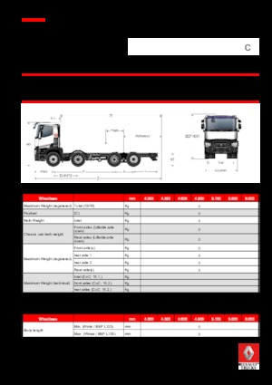 Șasiuri rigide Renault C 460 P8X2*6 E6 TAG 7.5T (11.5 + 7.5)