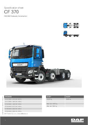 Șasiuri rigide DAF CF 370 FAD Construction