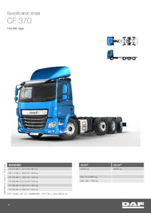 Șasiuri rigide DAF CF 370 FAQ