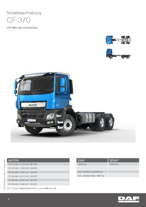 Șasiuri rigide DAF CF 370 FAT Construction