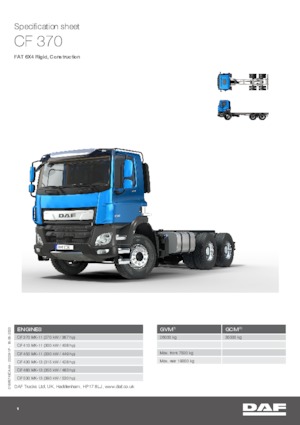 Șasiuri rigide DAF CF 370 FAT Construction