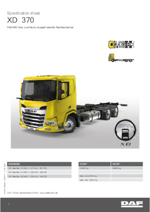 Șasiuri rigide DAF XD 370 FAS Low Deck