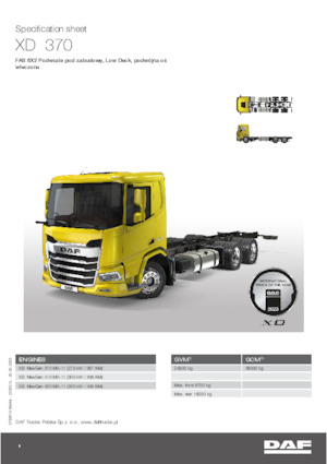 Șasiuri rigide DAF XD 370 FAS Low Deck