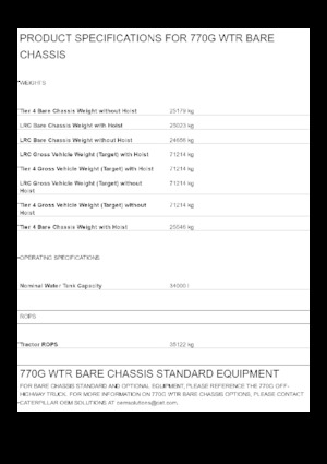 Basculante rigide Caterpillar 770G WTR Bare chassis
