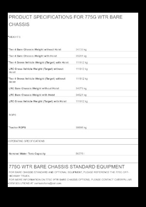 Basculante rigide Caterpillar 775G WTR Bare chassis