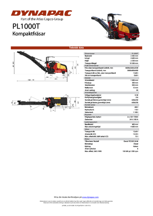 Freze de asfalt Dynapac PL 1000 T