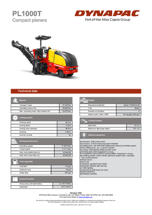 Freze de asfalt Dynapac PL 1000 T