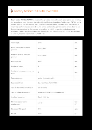 Mașini de întors fânul rotative Pronar PWP 900