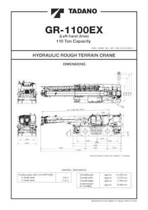 Macarale pentru teren accidentat Tadano GR-1100EX-3