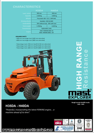 Încărcătoare cu furcă pentru teren accidentat Mast Explorer H 35 DA