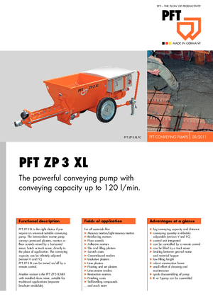 Pompe transportoare cu șurub PFT ZP 3 XL V