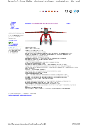 Pulverizatoare de câmp cu autopropulsie Bargam Airone 2000