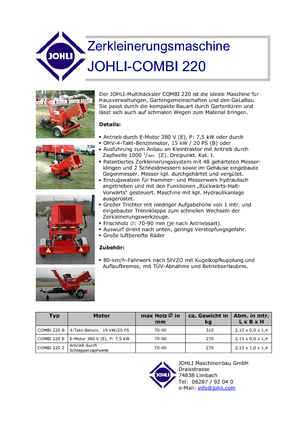 Mașini de tocat Johli Combi 220 B