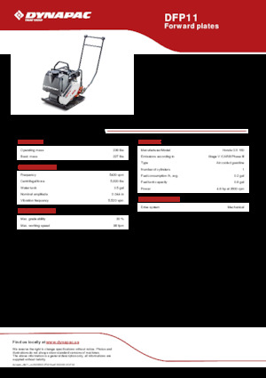 Plăci vibratoare cu o singură direcție Dynapac DFP11
