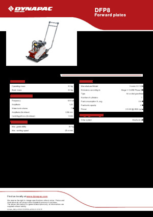 Plăci vibratoare cu o singură direcție Dynapac DFP8