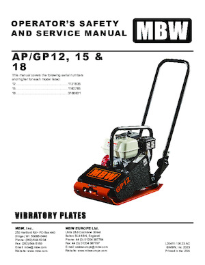 Plăci vibratoare cu o singură direcție M-B-W GP 18