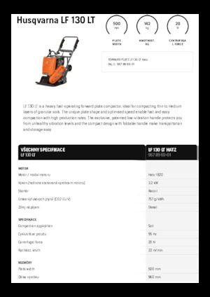 Plăci vibratoare cu o singură direcție Husqvarna LF 130 LT