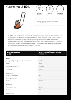 Plăci vibratoare cu o singură direcție Husqvarna LF 50 L