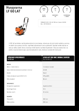 Plăci vibratoare cu o singură direcție Husqvarna LF 60 LAT