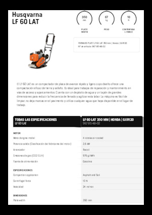 Plăci vibratoare cu o singură direcție Husqvarna LF 60 LAT