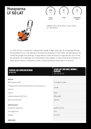 Plăci vibratoare cu o singură direcție Husqvarna LF 60 LAT