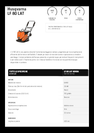 Plăci vibratoare cu o singură direcție Husqvarna LF 80 LAT